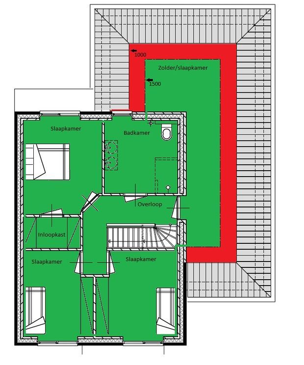 Plattegrond woning - 1e verdieping